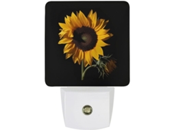 Luminária Noturna Led Em Formato De Girassol, Preta, Com Sensores De Luz, Ideal Banheiro, Corredor, Escadas, Quarto