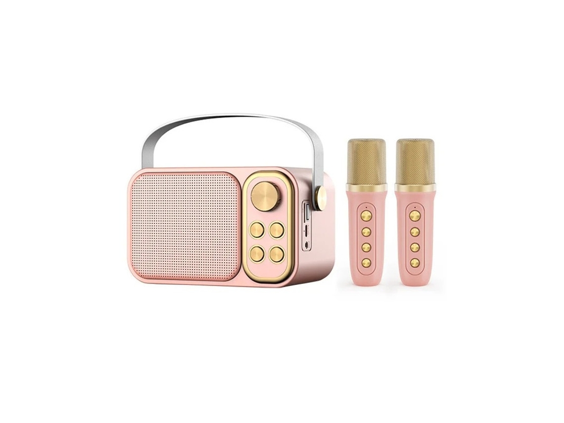 Mini microfone portátil Bluetooth para karaokê Yizhood, ideal para festas infantis, rosa