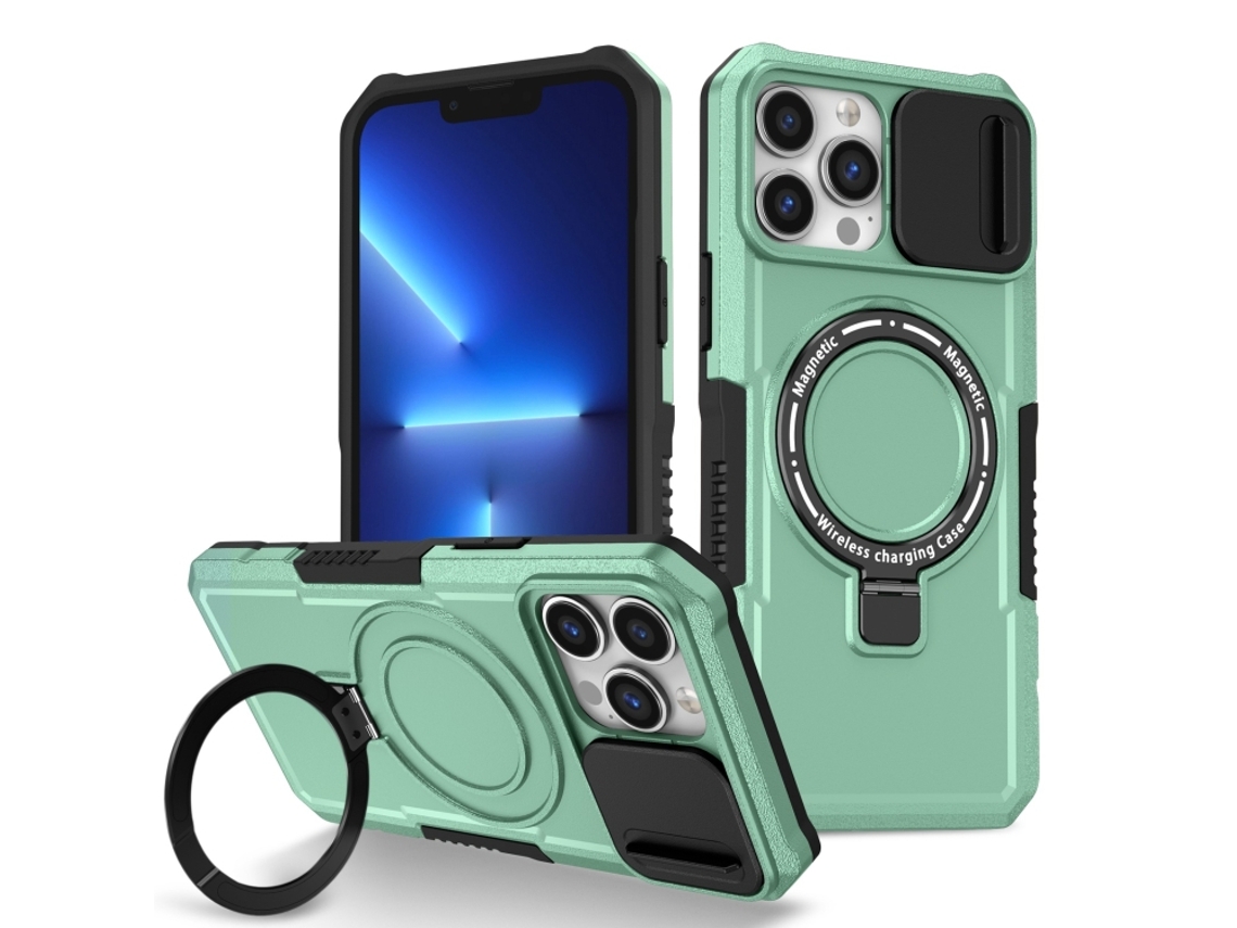 Capa Zruxe Compativel Com Iphone 13 Pro Max (sliding Camshield - Magsafe - Tpu Hybrid Pc - Azul Claro)