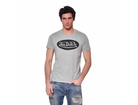 T-shirt para Moto VON DUTCH (Homem - Cinzento - M)
