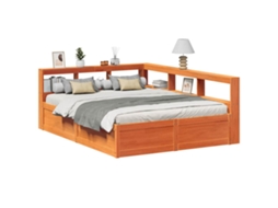 Cama Com Estante Sem Colchão 150x200 Cm Pinho Maciço