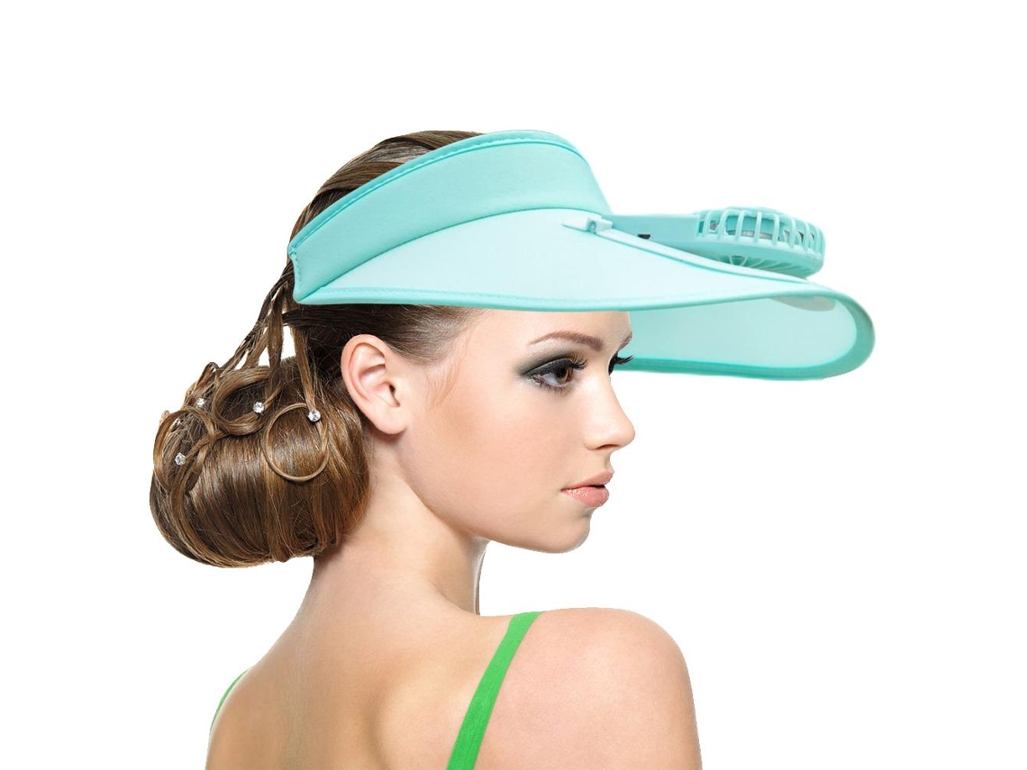 Rebe-boné Com Visor Solar E Ventilador Recarregável, Proteção Solar, Topo Vazio, Velocidade Ajustável Para Crianças E Adultos, Azul Céu