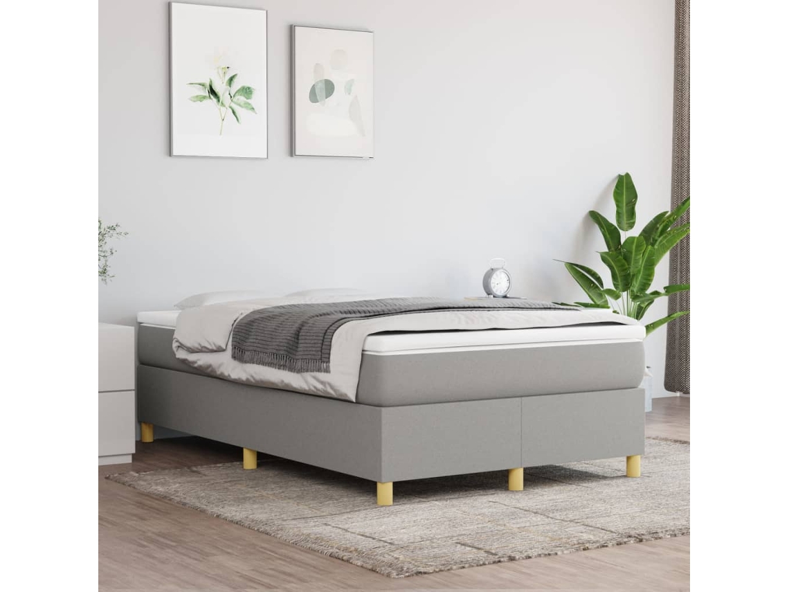 Vidaxl Cama Com Molas/colchão 120x200 Cm Tecido Cinza-claro