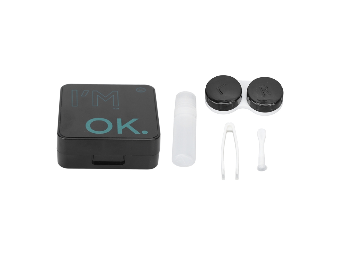 Kit De Estojo Para Lentes De Contato Com Letras Negras Simples