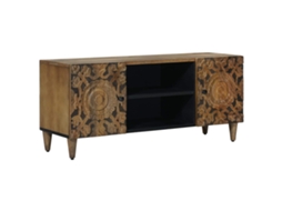 Conjunto 1 Suporte Para Tv Vidaxl Castanho Madeira De Mangueira Maciça (105 X 33,5 X 46 Cm)