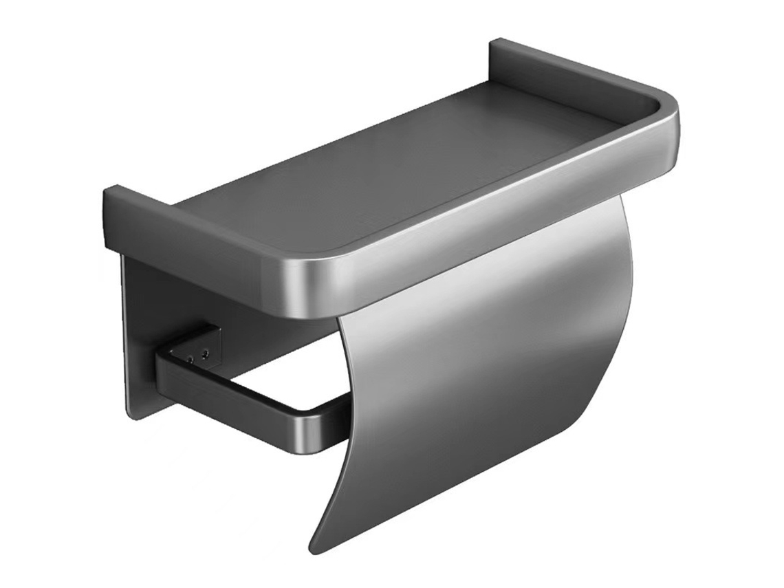 Um Conjunto De Estante De Papel Higiénico Auto Adesivo Para Parede, Tamanho De Rolo Grande, Com Porta Objetos