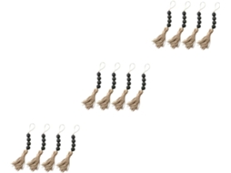 Conjunto de 12 peças de contas de madeira para decoração de parede com elegantes presilhas rústicas para pendurar e decorar. Acessórios de madeira.