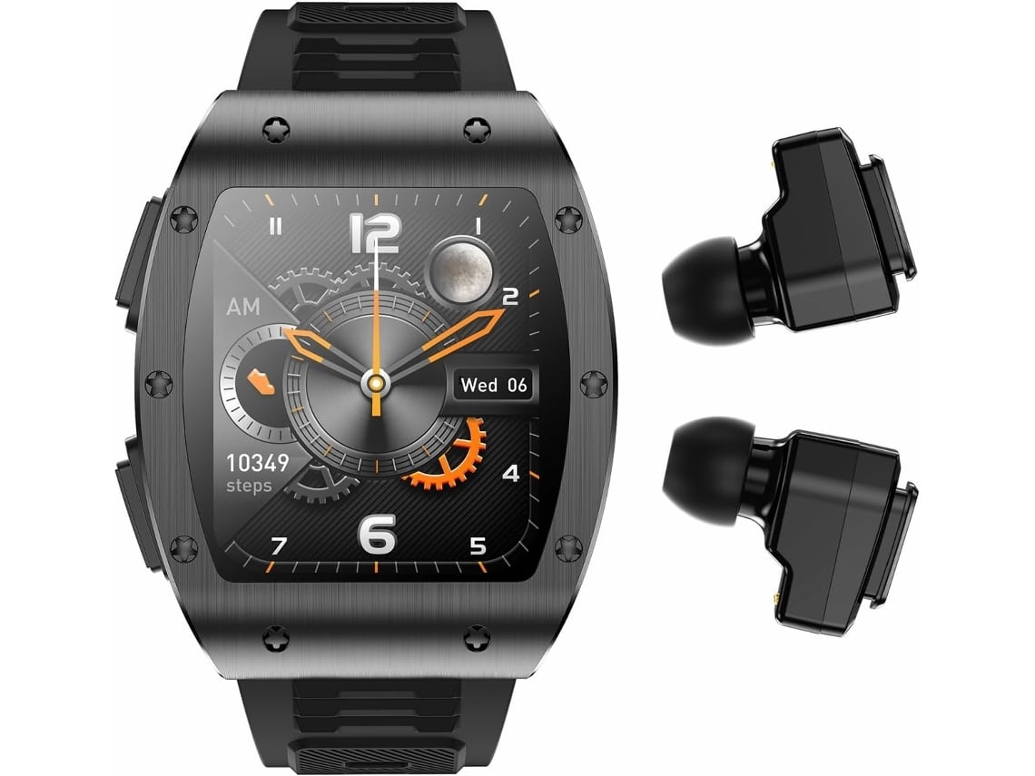 Smartwatch com Fones de Ouvido 2 em 1 Relógio Inteligente Militar Bluetooth Tela Ips Hd de 1 91 para Homens Rastreador de Fitness Militar NISSGU