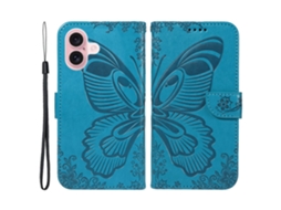 Capa Em Couro Pu, Para Apple Iphone 16 Cor Azul