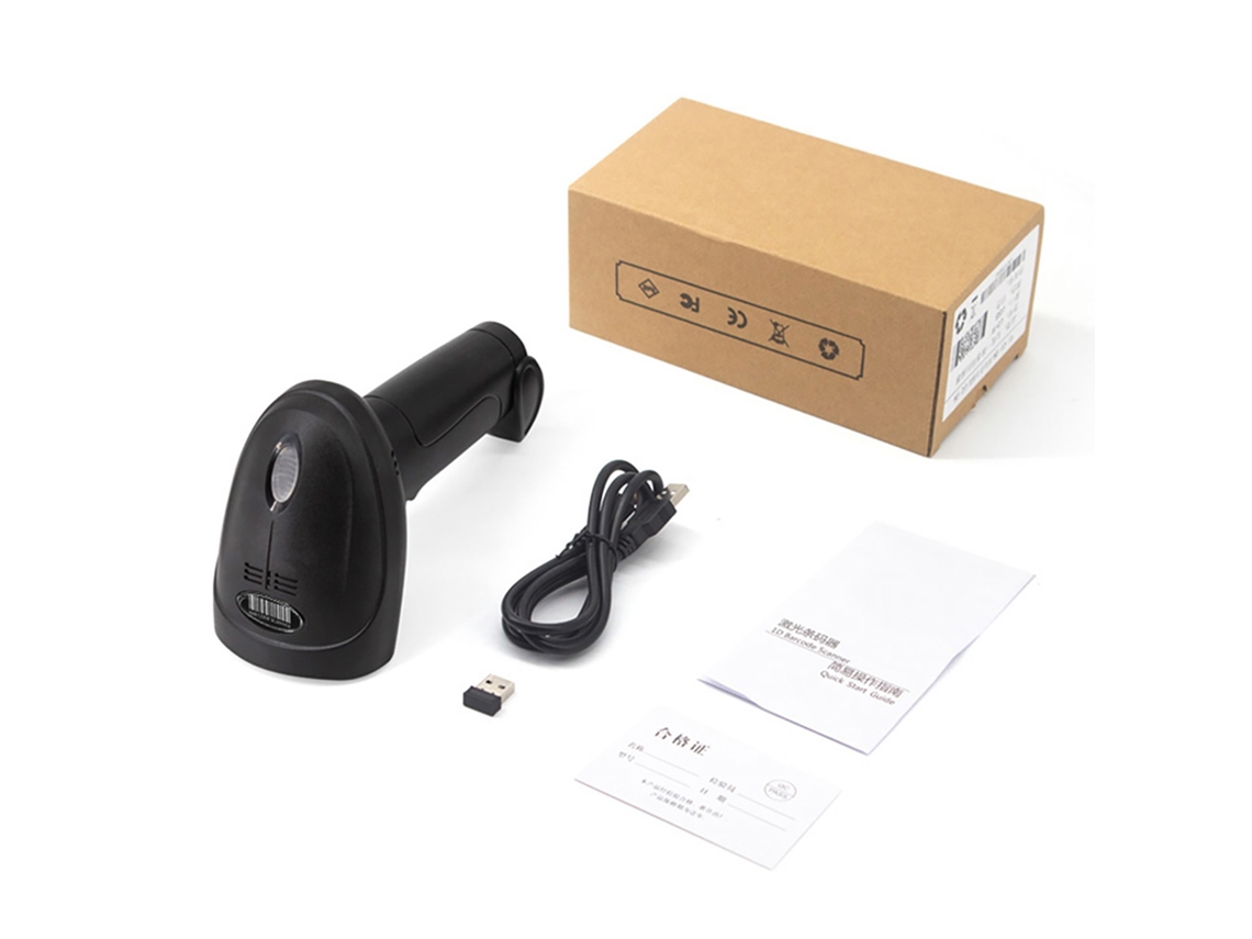 Leitor de código de barras 1d sem fio 2.4g usb para supermercado loja biblioteca logística armazém compatível com Windows Android Mac Linux