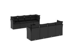 Conjunto de 9 Sofás para Jardim com Almofadões Vime Pe Preto MAISON EXCLUSIVE (9 pcs)