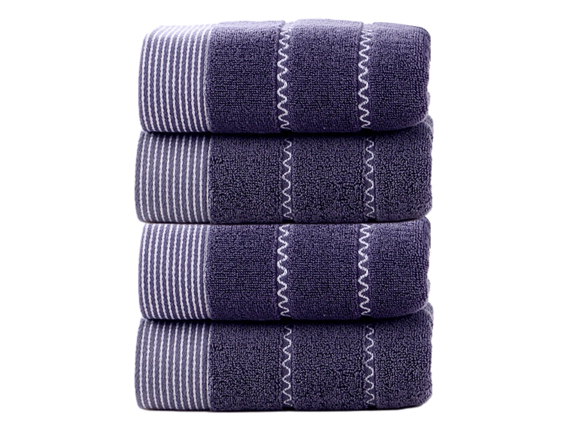Conjunto de Toalhas de Mãos NEVEANCE Absorvente Banho Mão Rosto Algodão Azul - 4pcs (33x73cm)