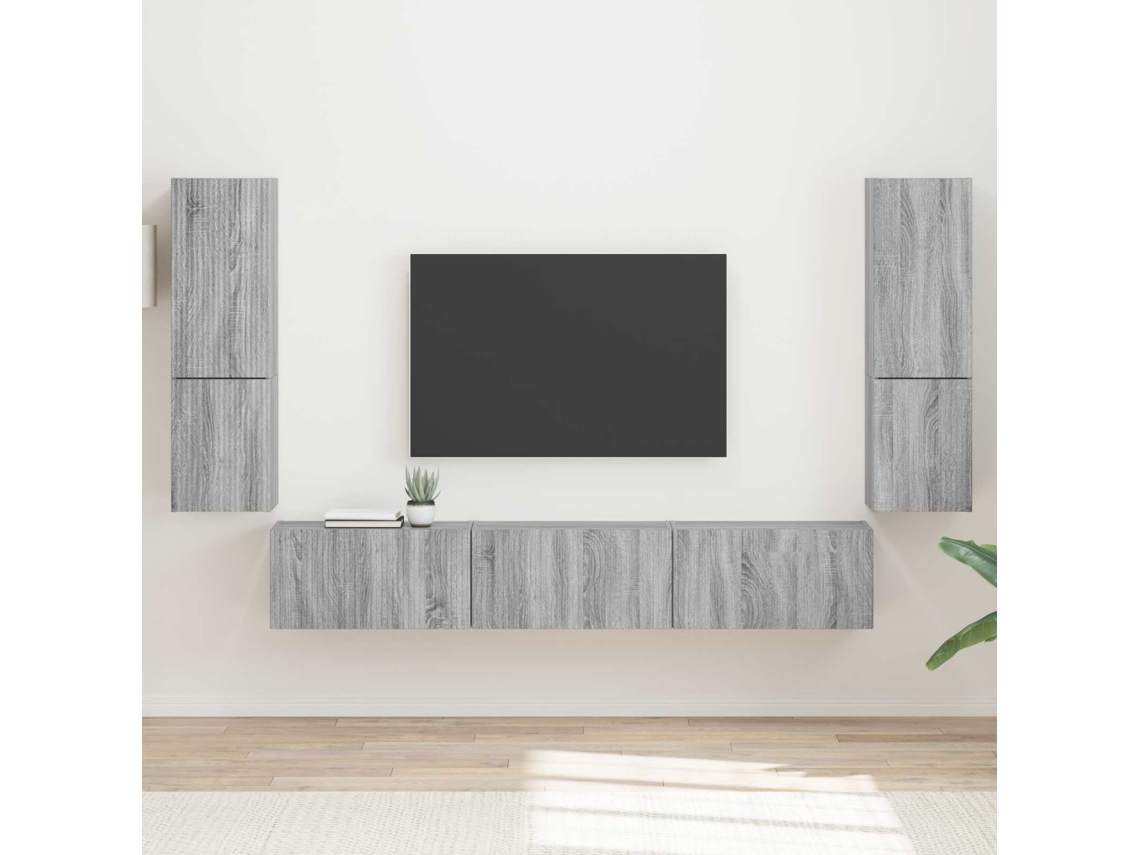 Vidaxl Conjunto De Móvel De Tv 4 Unid. Cinza Sonoma