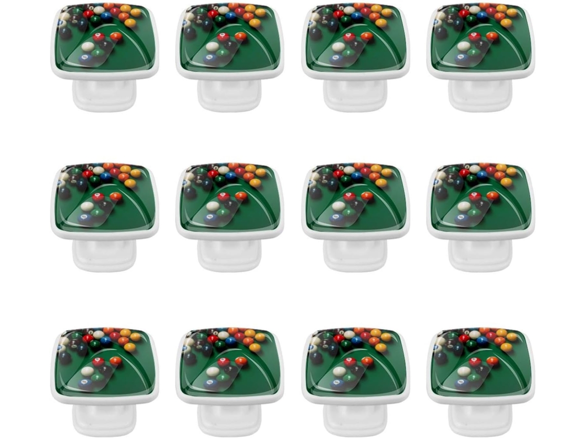 Puxadores E Maçanetas Quadradas Para Armários De Cozinha, Conjunto De 12 Peças, Estilo Mesa De Bilhar Americana Verde