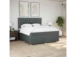 Vidaxl Cama Com Molas/colchão 200x200 Cm Tecido Cinzento-escuro