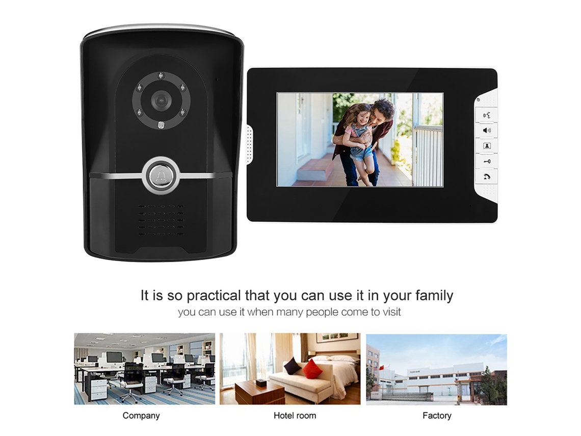 Sistema De Campainha De Vídeo Porteiro Lcd Hd De 7 Polegadas, Interfone, Monitor Residencial, Câmera Externa Slowmoose (plugue Ue)