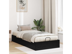 Vidaxl Estrutura de Cama Ottoman Carvalho Preto 203 X 90 X 25 Cm