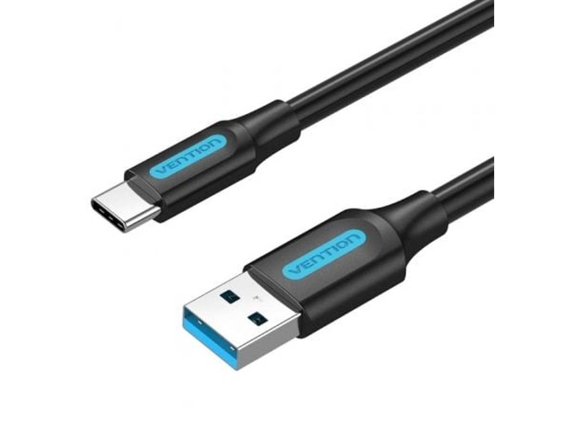 Cabo USB 3.0 Tipo-C VENTION Cozbd/ USB Macho USB Tipo-C Macho/ Até 60W/ 5Gbps/ 50Cm/ Preto