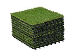 Conjunto de 10 peças de grama artificial CHEZMOI, 30x30cm, realista, verde