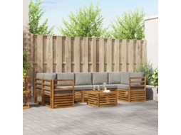 Vidaxl Conjunto De Sofás Para Exterior 8 Unid. Cinza Natural E Claro