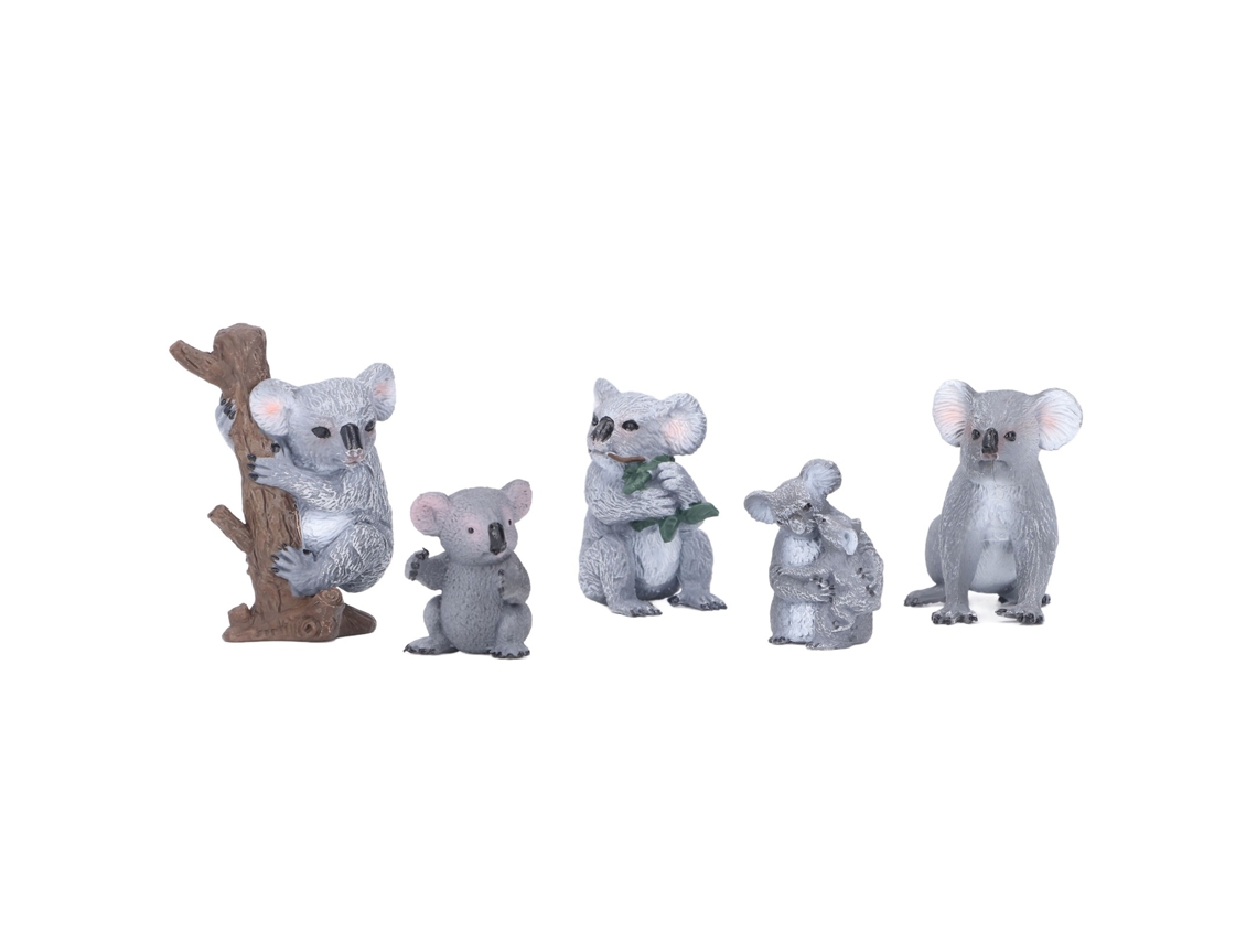 Primerox 5pcs Conjunto de Figurinas de Família de Coala Fofa Simulada Brinquedo Presente Decoração Infantil