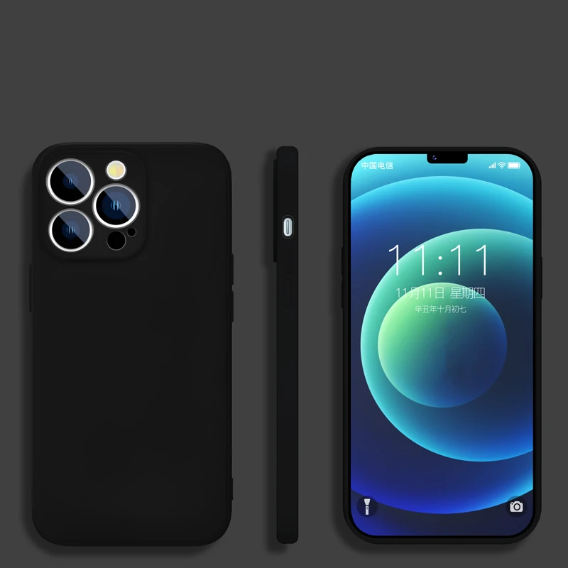 Capa Quadrada De Silicone Líquido (preta) Para Iphone 7 Plus E 8 Plus, Com Proteção Para Lentes.