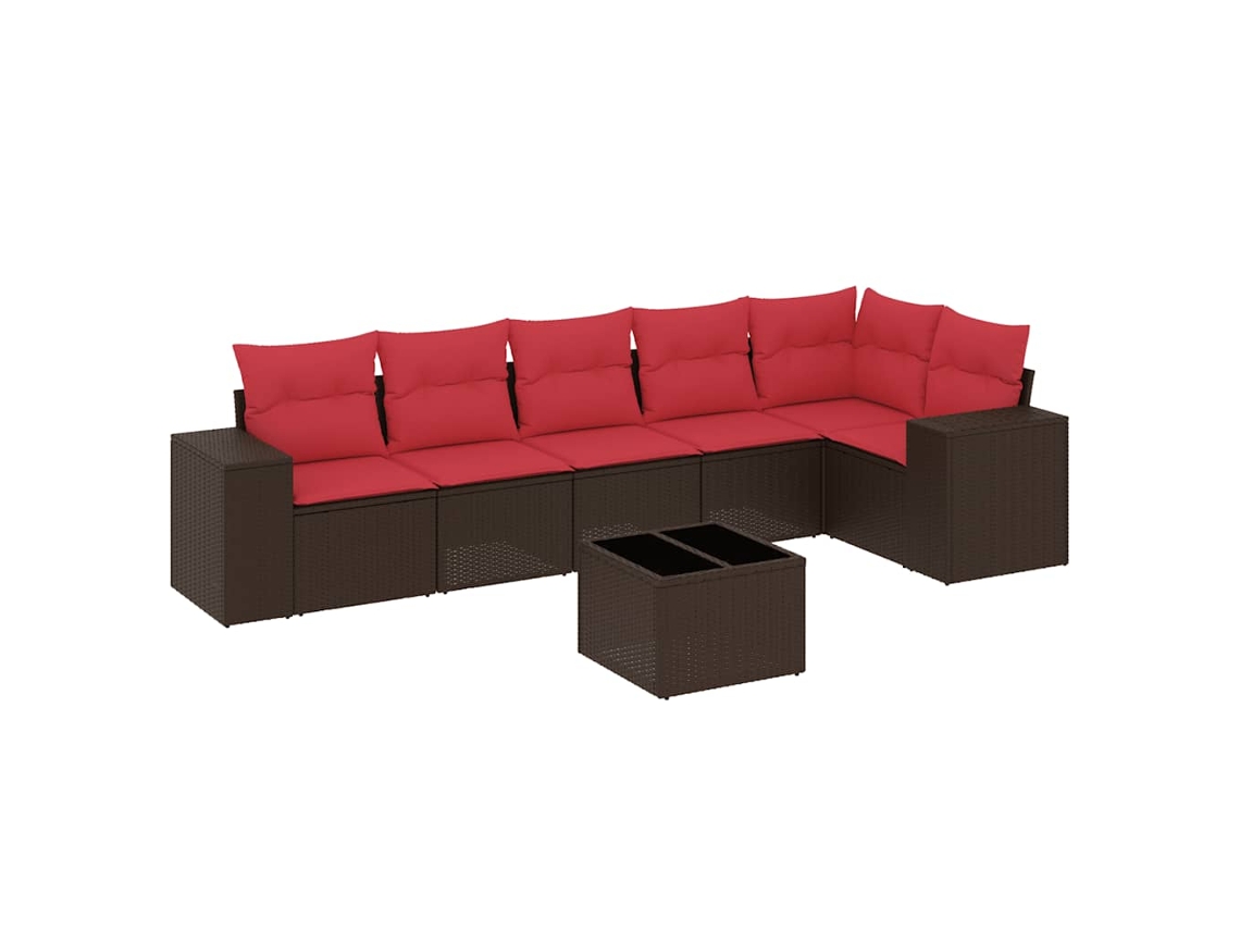 Conjunto de Sofá de Jardim, 7 Peças, Almofadas, Rattan Preto MAISON EXCLUSIVE