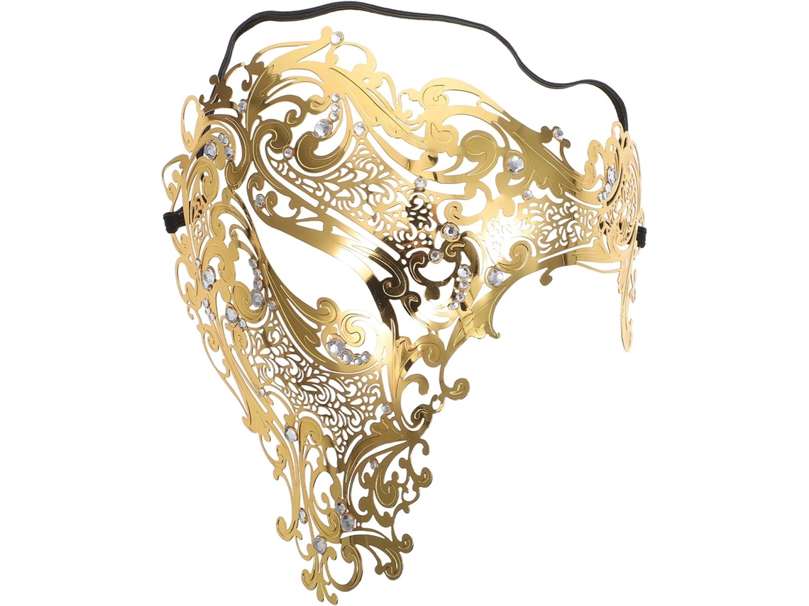 Máscara Facial Feminina De Meia Face Em Liga De Ouro Ciieeo Para Baile De Máscaras, Com Acabamento Elegante.