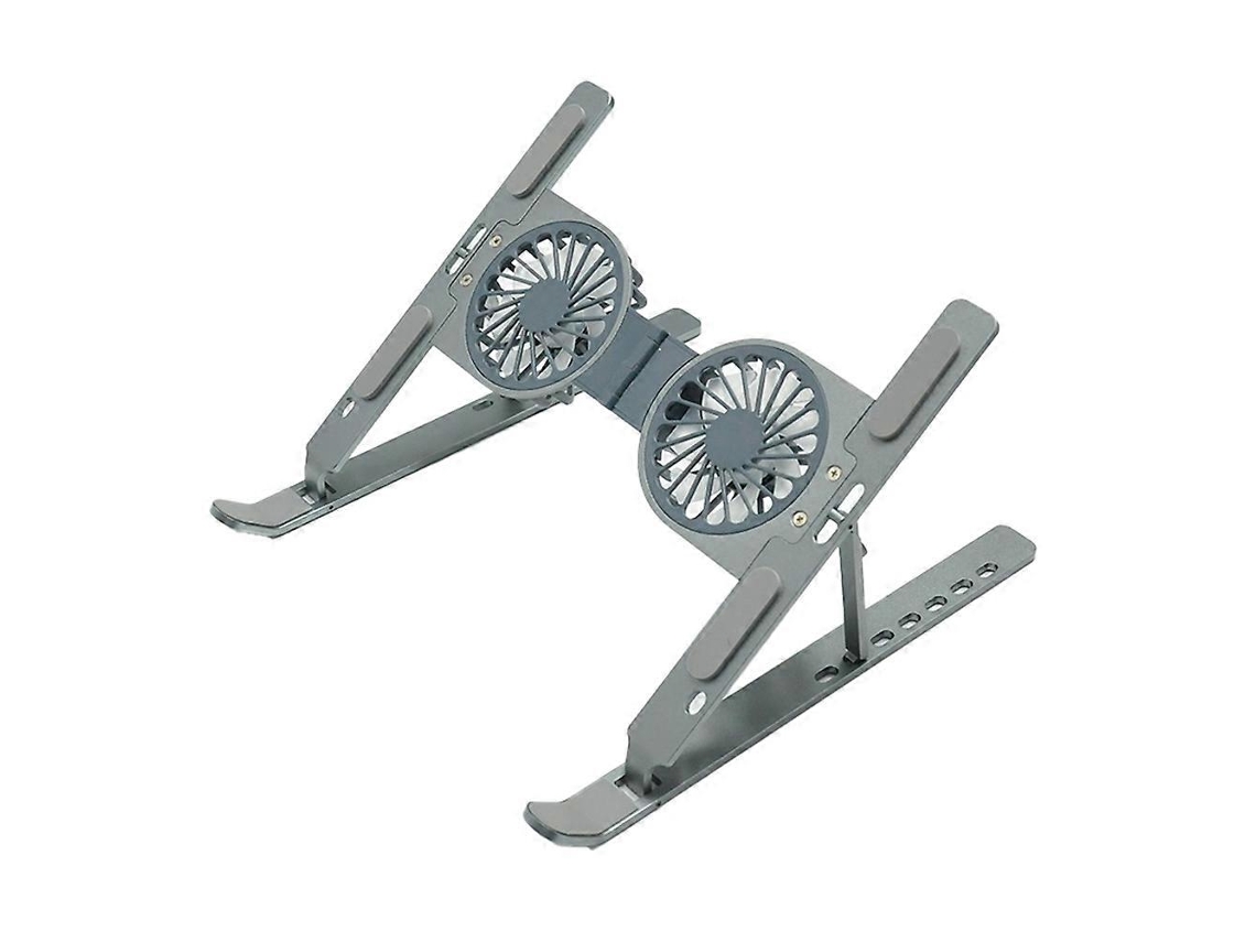 Suporte De Mesa Para Notebook/laptop Com Luz Led Rgb Em Liga Alumínio E Metal, 2 Ventiladores Resfriamento.-aquaforge
