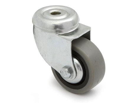 Rueda giratoria trial aro de goma ø50 tp10 zincado con antihilo. 35kgs/rueda.