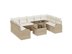 Conjunto 10 Conjunto De Sofá Modular Vidaxl Bege Vime Pe (100 X 55 X 73 Cm)