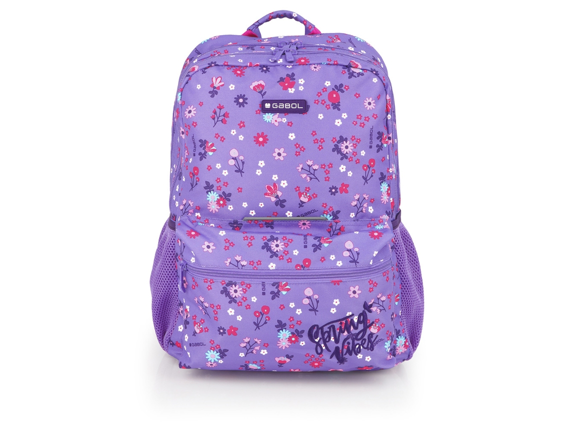 Mochila Adaptável a Carrinho GABOL Violet com Flores e Resistente À Água