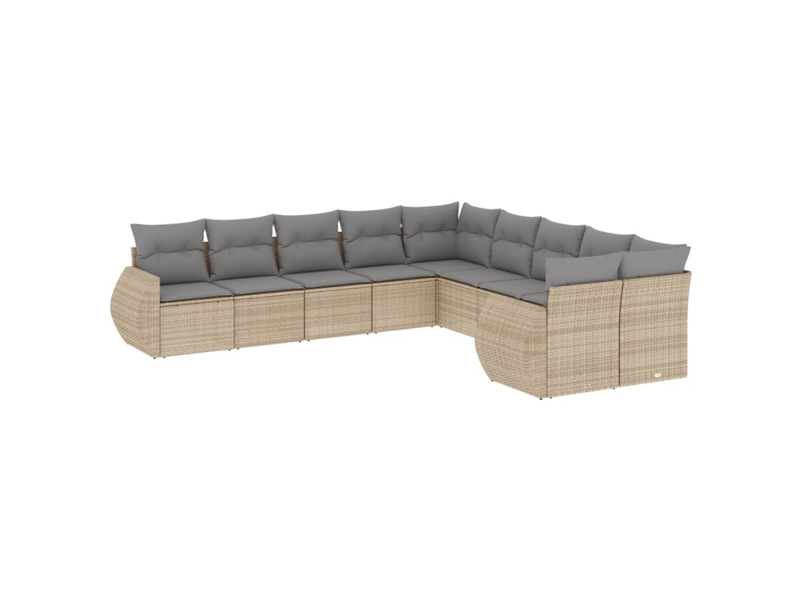 Maison Exclusive - 10 Pcs Conjunto De Sofás P/ Jardim Com Almofadões Vime Pe Bege