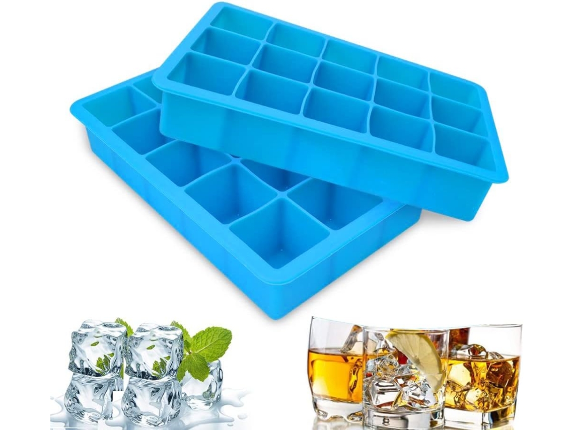 Conjunto De 2 Formas De Gelo De Silicone, Fáceis De Desenformar, 15 Cubos Por Forma Para Chocolate, Uísque