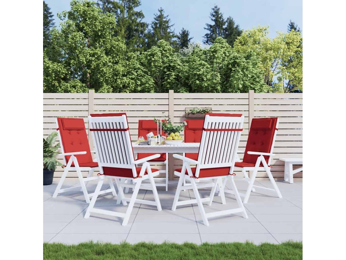 Vidaxl Almofadões P/ Cadeira Encosto Alto 6 Pcs Tecido Oxford Vermelho