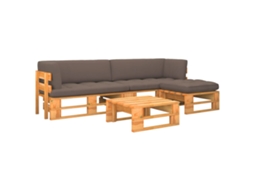 Vidaxl 4 Pcs Conjunto Lounge Paletes Pinho Impregnado Castanho Mel