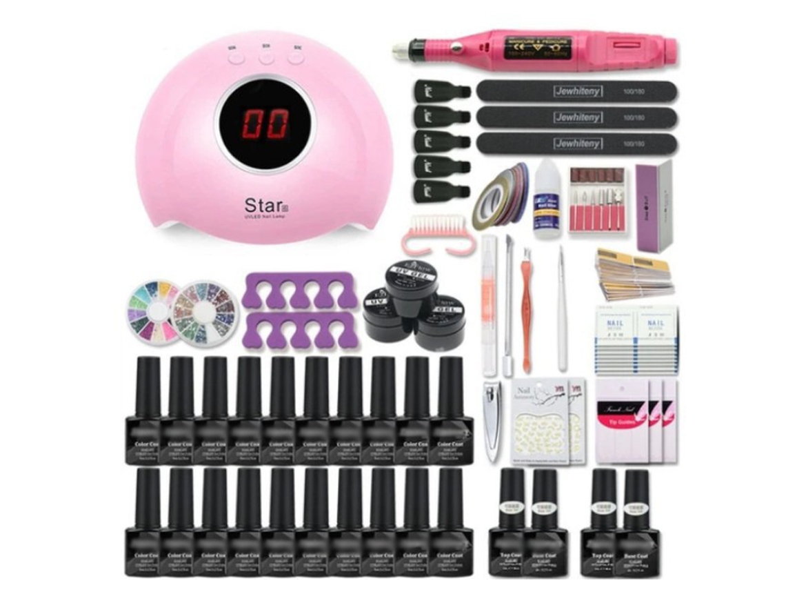 Conjunto De Manicure Portátil Com Lâmpada De Manicure E Esmalte Cuich