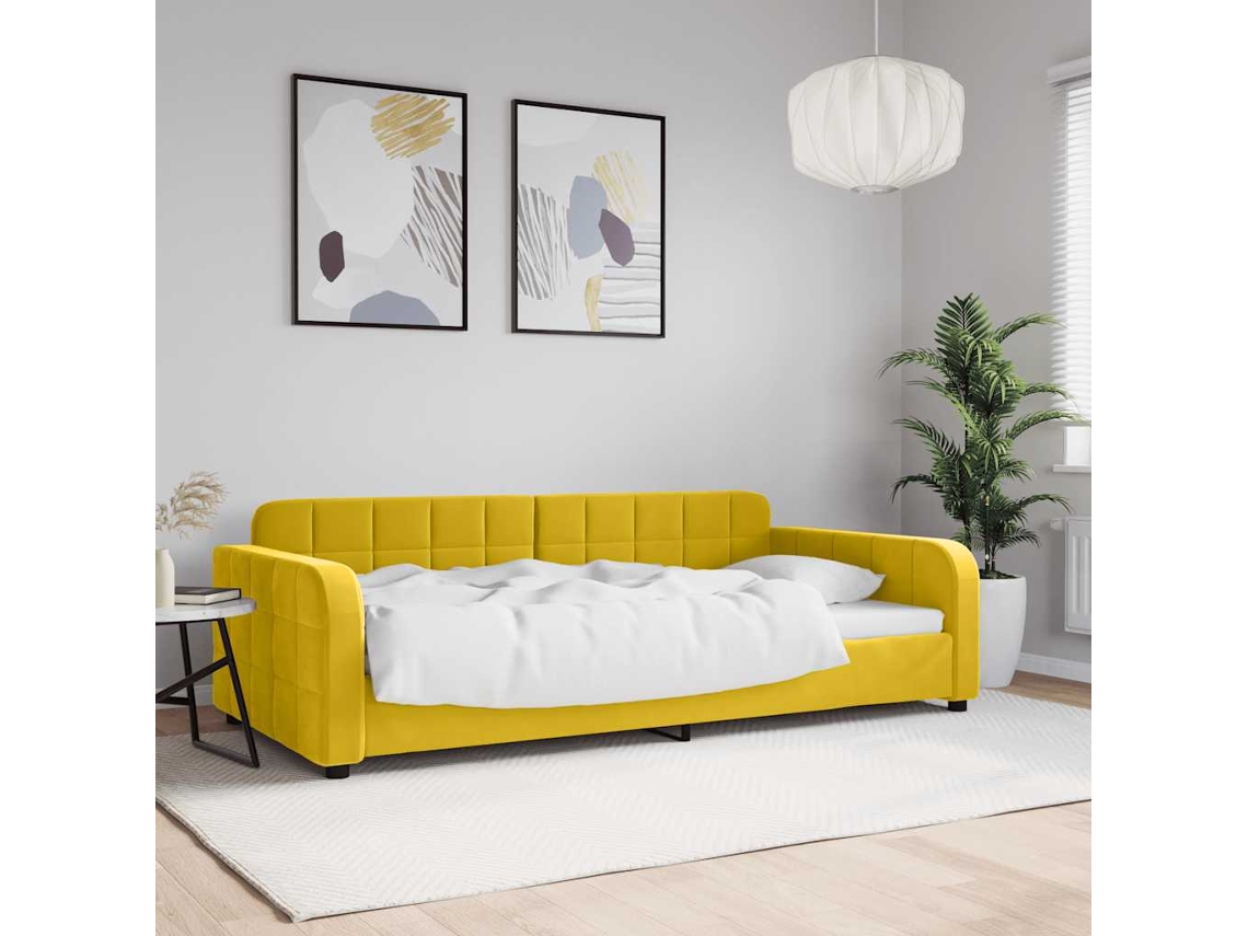 Vidaxl Sofá-cama 100x200 Cm Veludo Amarelo