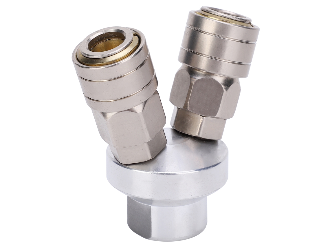 Laxiscreed Conector De Caminho Duplo Em Chrome Com Conexão Rápida G1/4 Para Componentes Pneumáticos