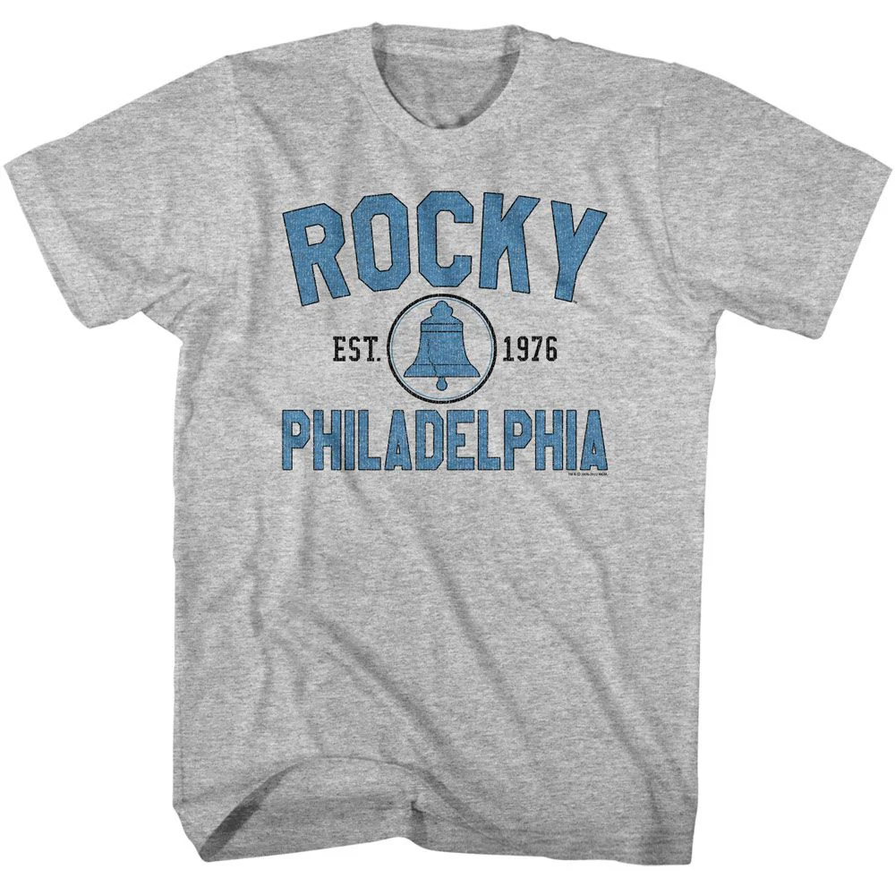 Unisex Adult T-shirt Rockinstone Rocky Movie Liberty Bell Gray Sizel