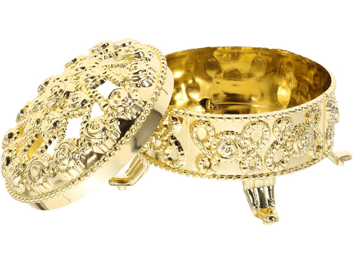 Conjunto De 12 Caixas Redondas Douradas Reutilizáveis 6, 35cm 2, 5 Polegadas Para Doces, Recipientes Decorativos Para