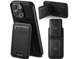 Capa para iPhone 25 Pele com Porta-Cartões Vintage Preto