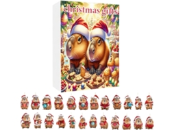 Calendário De Contagem Regressiva- Presente Fofo Em Acrílico Plano 2d- Árvore De Natal Capivara 24 Dias- Para