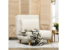Poltrona Letto 2 In 1 Con Schienale Regolabile E Cuscino, In Tessuto Effetto Lino, 72x78x79cm