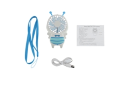 Ventilador Usb De Mão Estilo Abelha Com 2 Níveis De Vento, 7 Lâminas E Led Gradiente - Azul