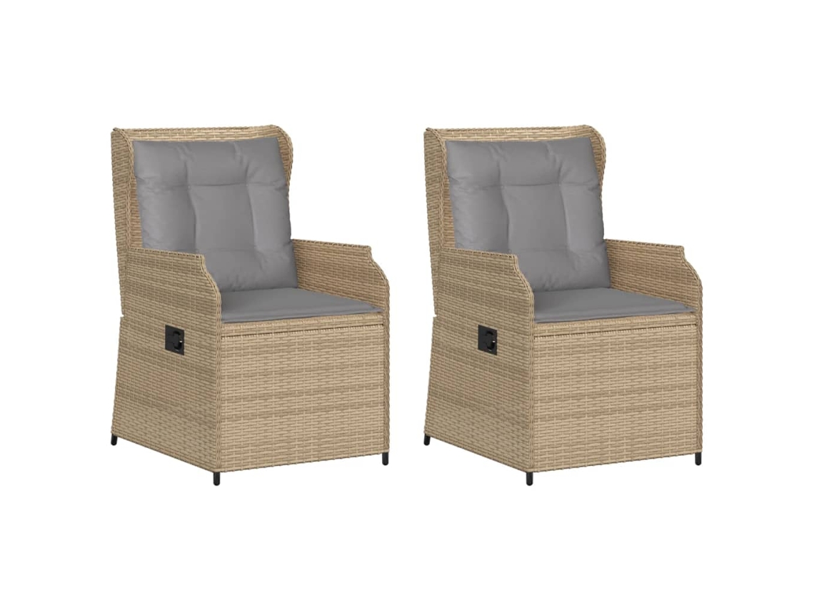 Reclining Garden Chair, Reclining Garden Chairs Vidaxl Bege Rattan / Vime (n/a)