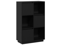 Aparador Alto 74x35x117 Cm Pinho Maciço Preto MAISON EXCLUSIVE