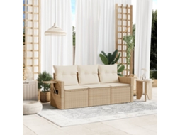 Conjunto de sofá de jardim de 3 peças com almofadas de veludo bege Lovely Home