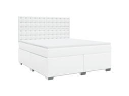 Cama com Molas Couro Artificial Branco MAISON EXCLUSIVE 180x200 cm