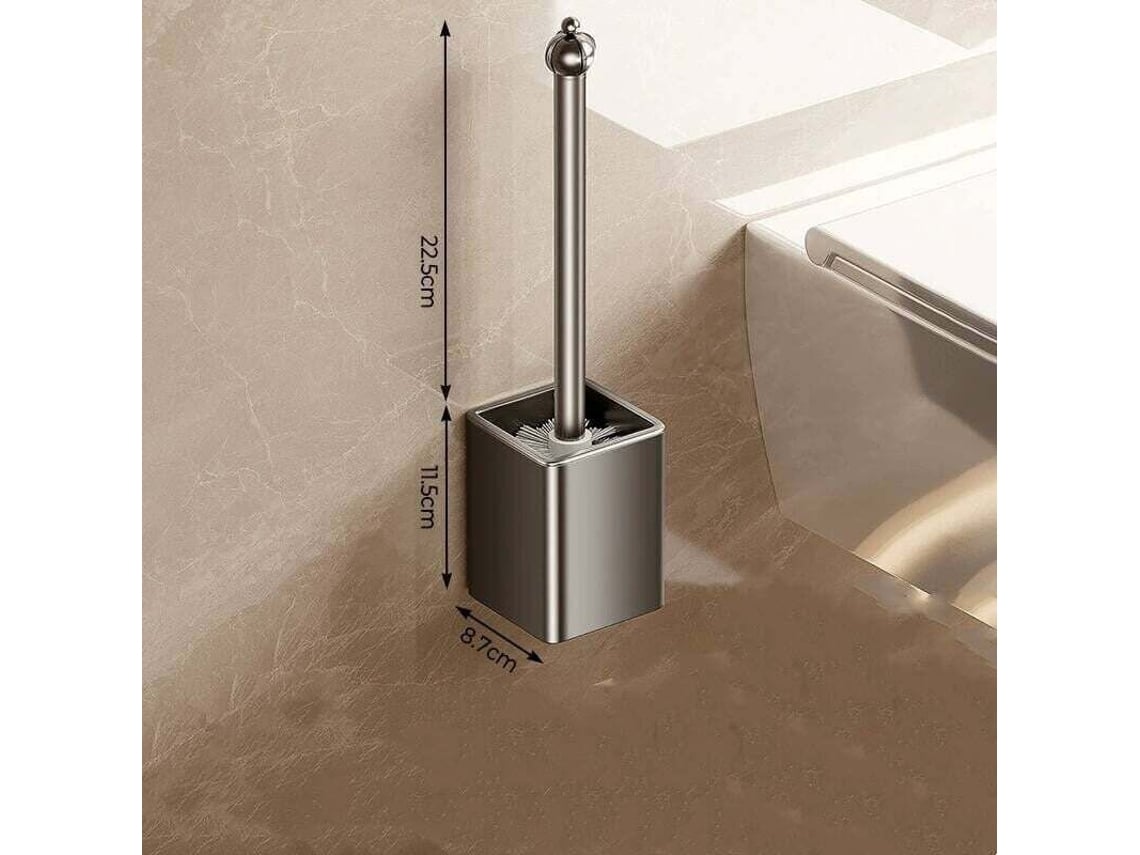 Escova com cabeça de silicone, sem ângulos cegos, para banheiro